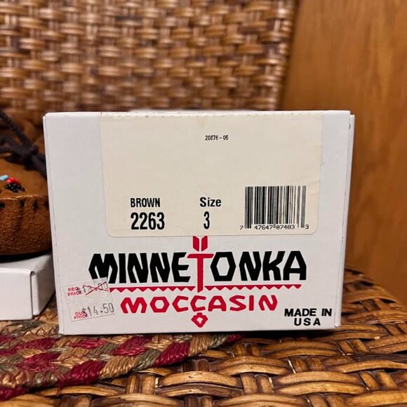 Vintage Minnetonka — Thunderbird "Animikii" Softsole Moccasin - Size 3 (Brown) - Picture 5 of 5